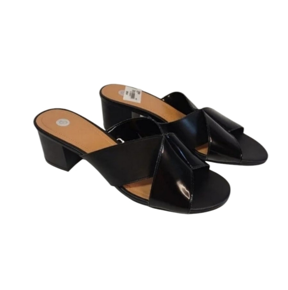 CP Women's Black Slip-On High Heel Sandals Size 8M NWOT